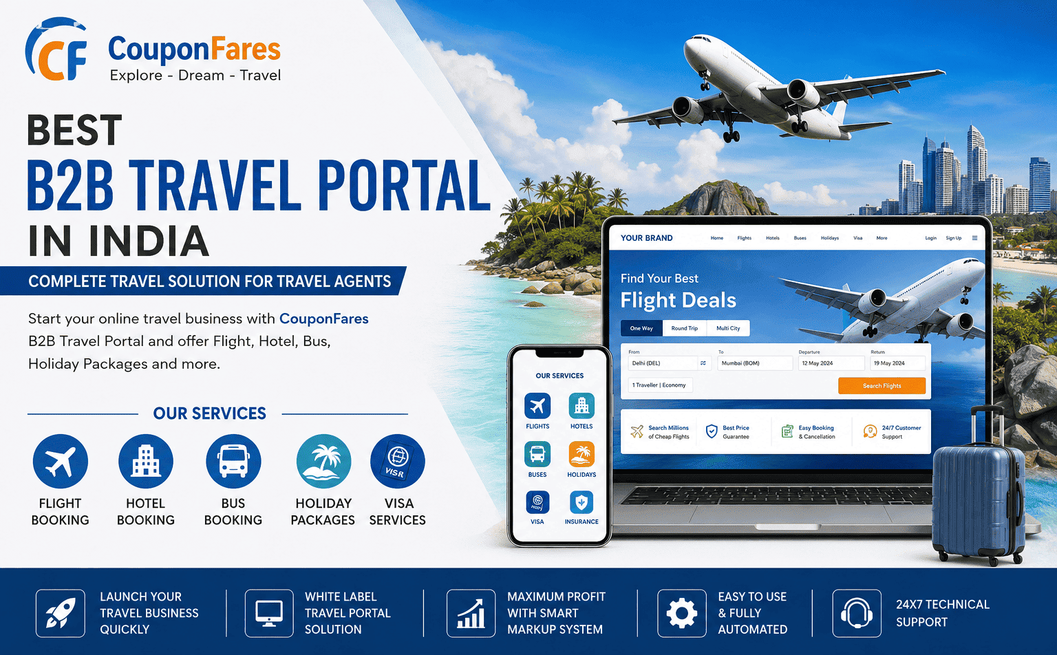 Best B2B Travel Portal in India for Travel Agents | CouponFares